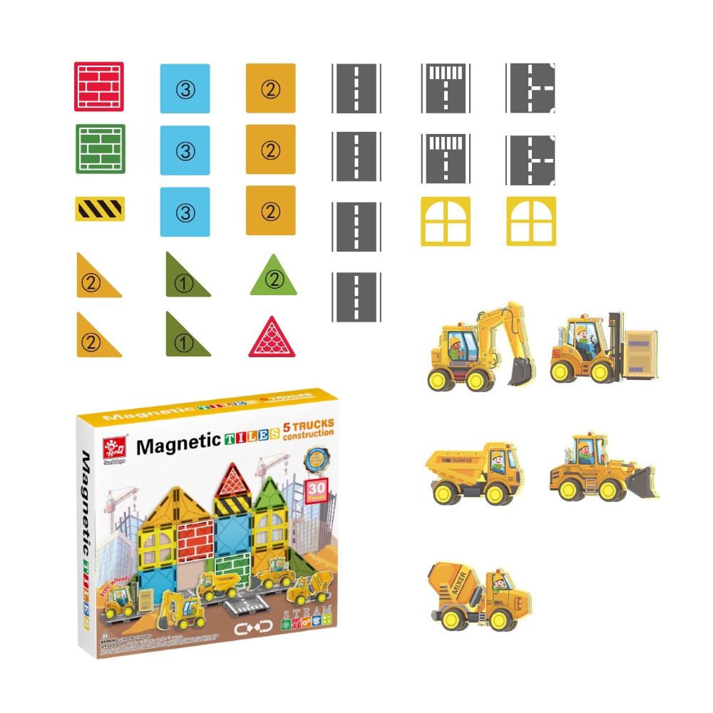Magnetic Tiles - Truck Construction Set - 30 Pieces - Image 6