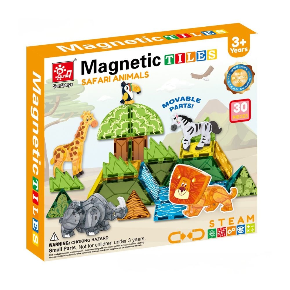 Magnetic Tiles - Safari Animals Set - 30 Pieces