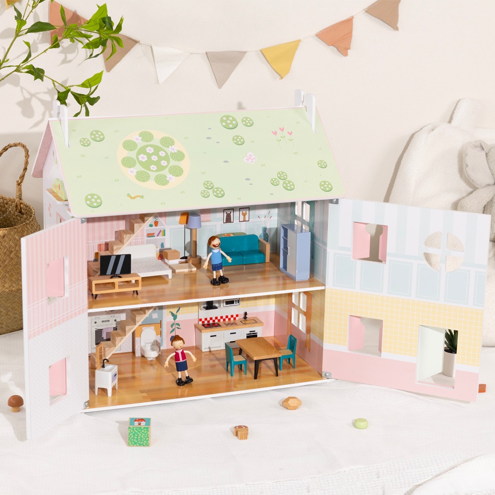 TookyToy - 2-Storey Wooden Doll House & Accessories - Image 2