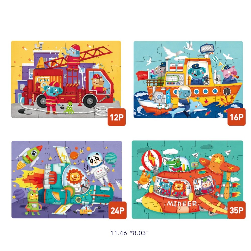 Mideer - Level Up Jigsaw Puzzle for Kids - 4-in-1 - Transport - Image 2