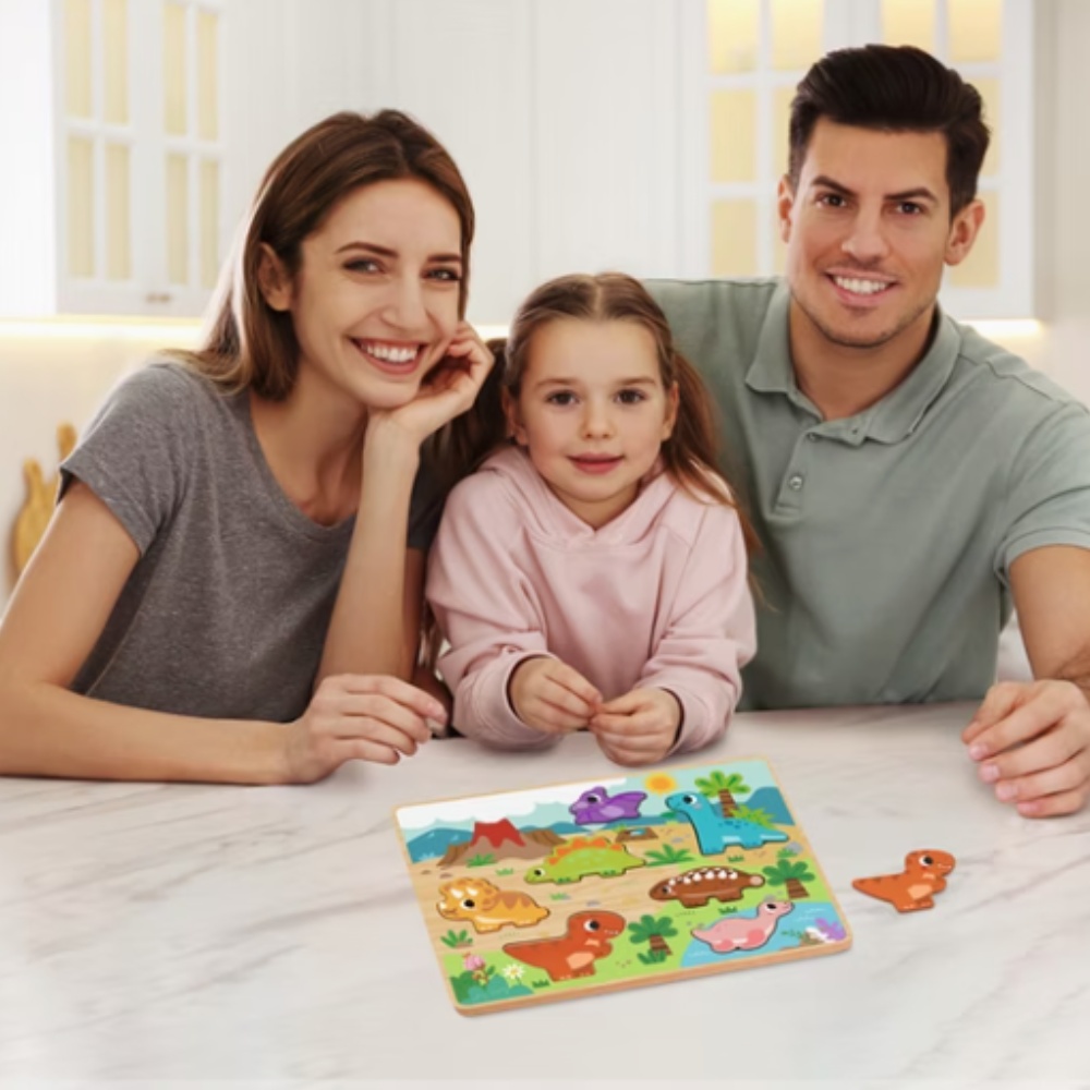 hi Pando - Chunky Wooden Puzzle - Dinosaur - 8pcs - Image 2