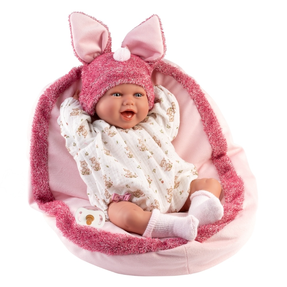 Llorens - Baby Girl Doll with Laughing Mechanism, Outfit & Pink Cushion: Mimi - 42cm - Image 8