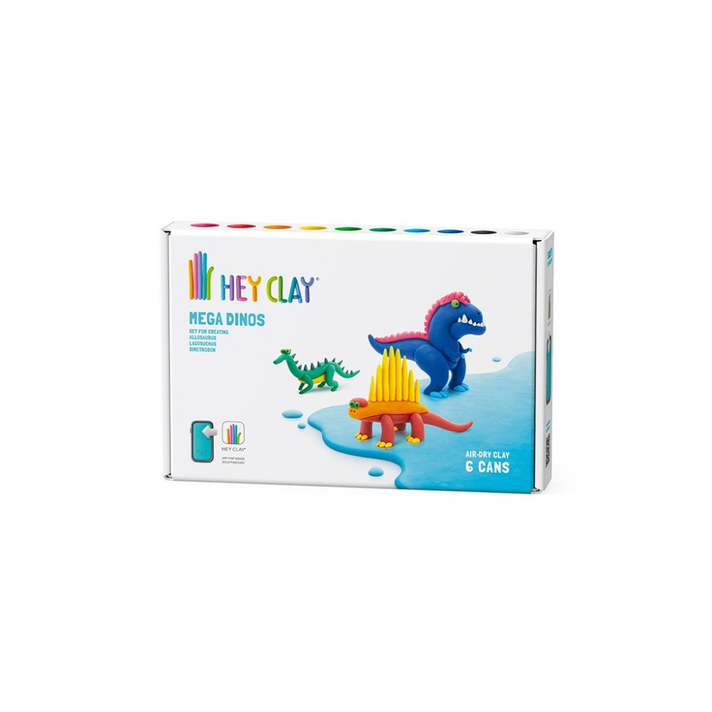 Hey Clay - Modelling Air-Dry Clay with Fun Interactive App - Lagosuchus, Allosaurus, Dimetrodon, Series Mega Dinos, 6 cans - Image 7