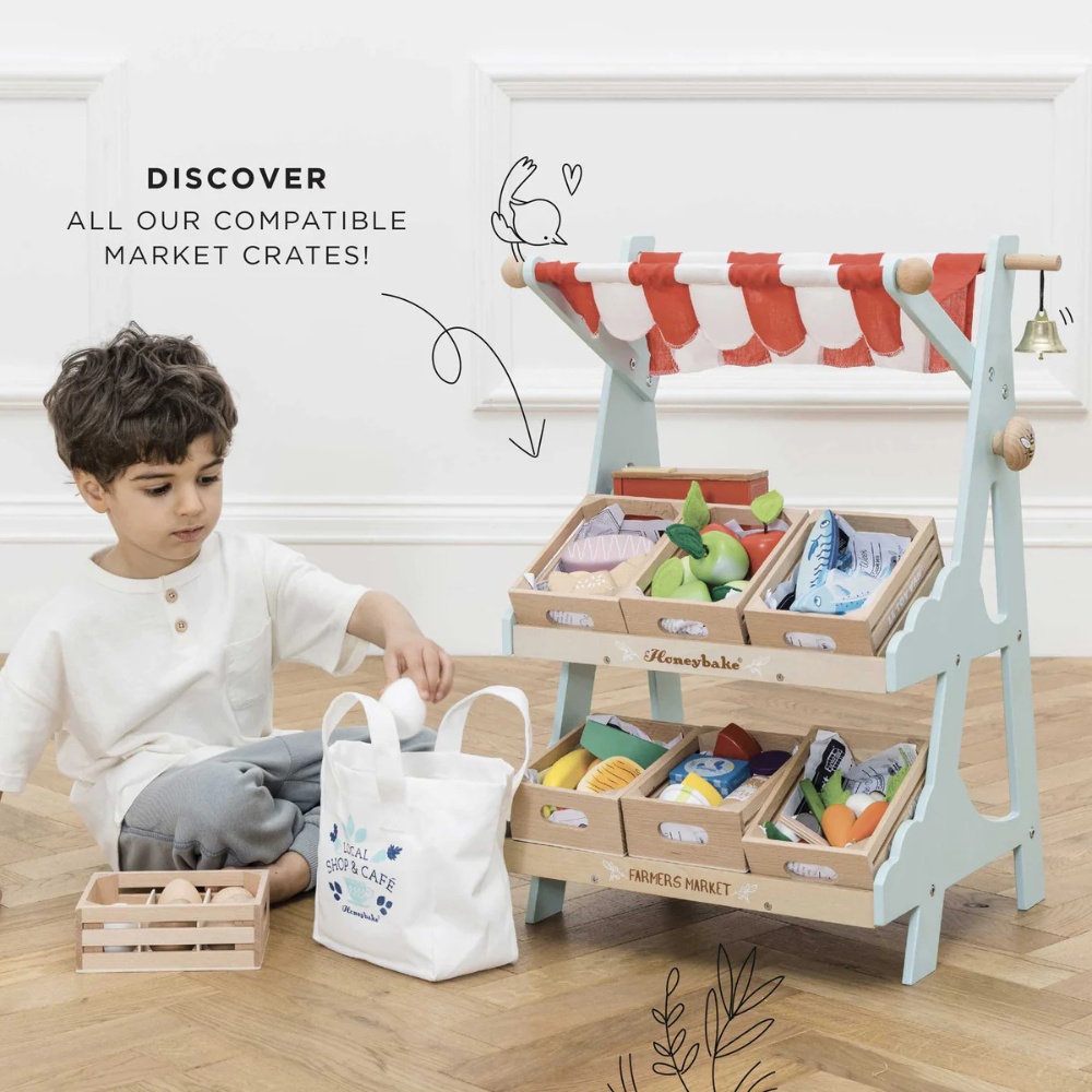 Le Toy Van - Wooden Market Stall & Fruit Play Food Crate - 3pcs - Image 3