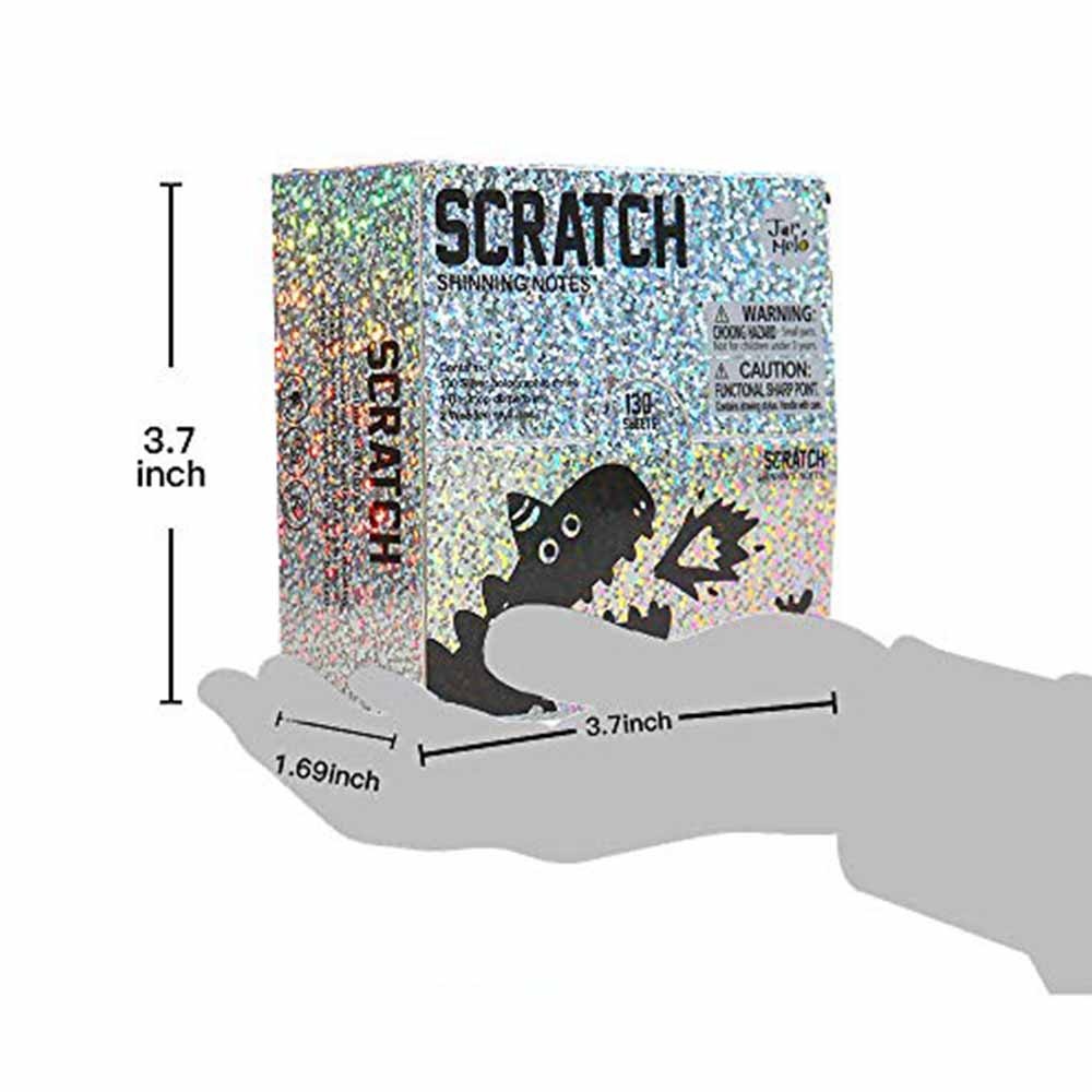 Jar Meló - Scratch Art Paper Notes Set - Silver Hologram Glitter - Image 6
