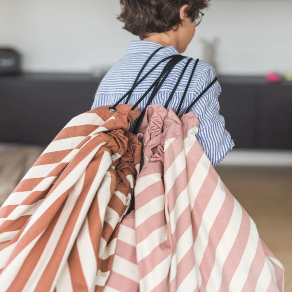 Play&Go - 3-in-1 Playmat & Toy Bag - Stripes Pink - Image 4