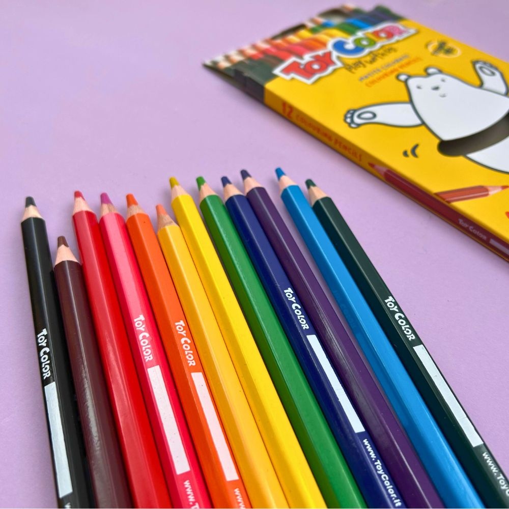 Toy Color - Jumbo Hexagonal Pencils - 12 Colours with 5mm Soft Lead & Sharpener - Image 3
