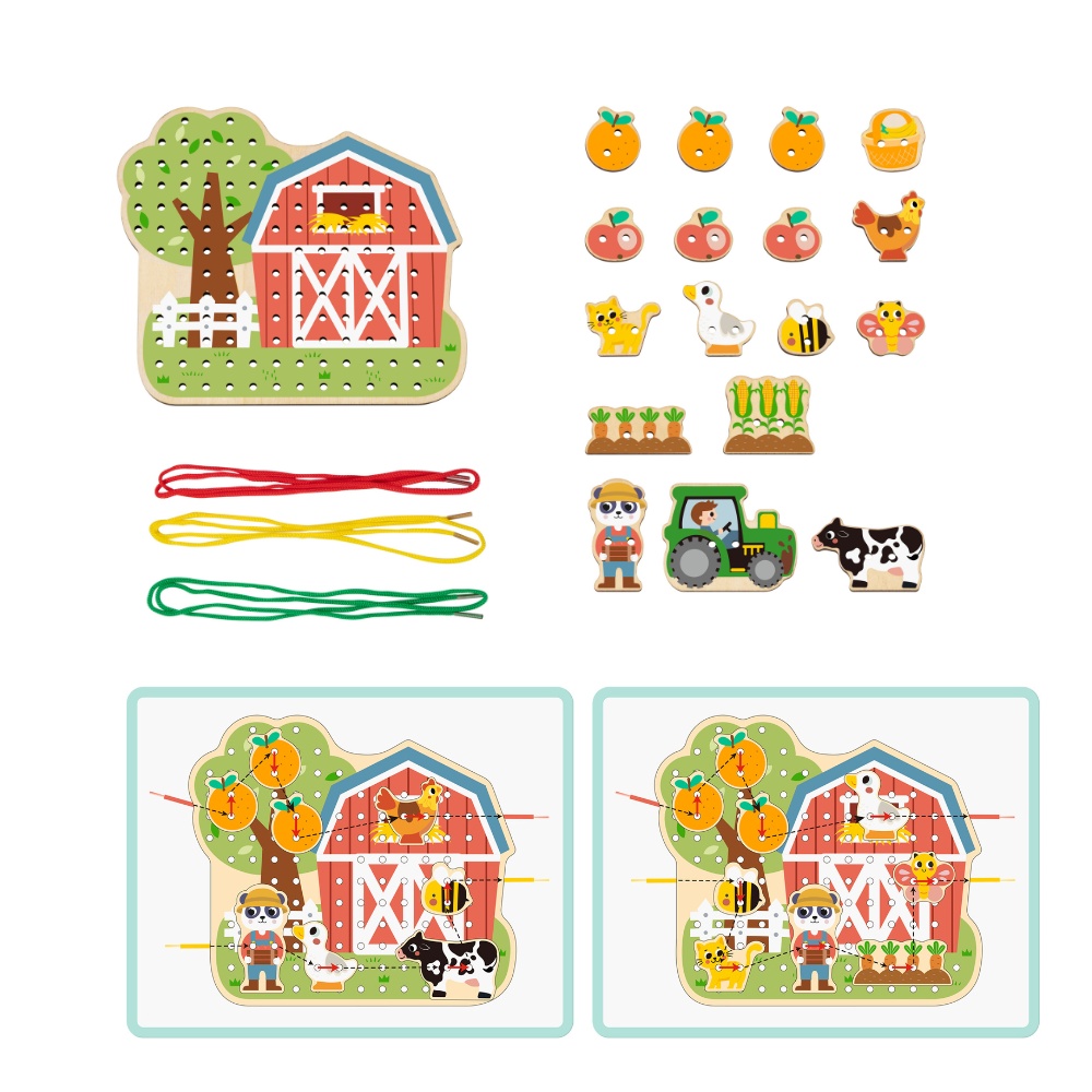 hi Pando - Wooden Threading Board - Farm Themed - 23pcs - Image 4