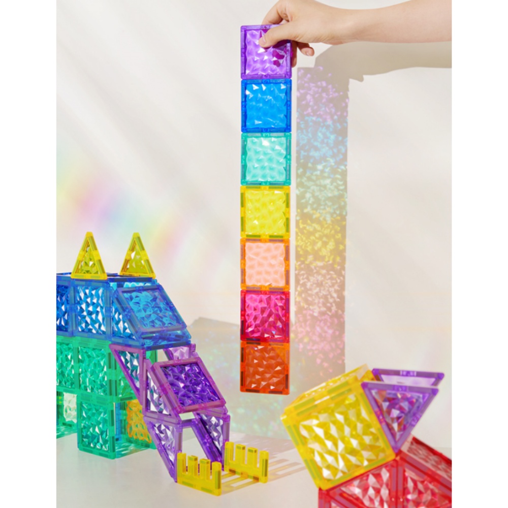 Mideer - Colourful Magnetic Tiles Building Set - Iridescent Rainbow - 90pcs - Image 7