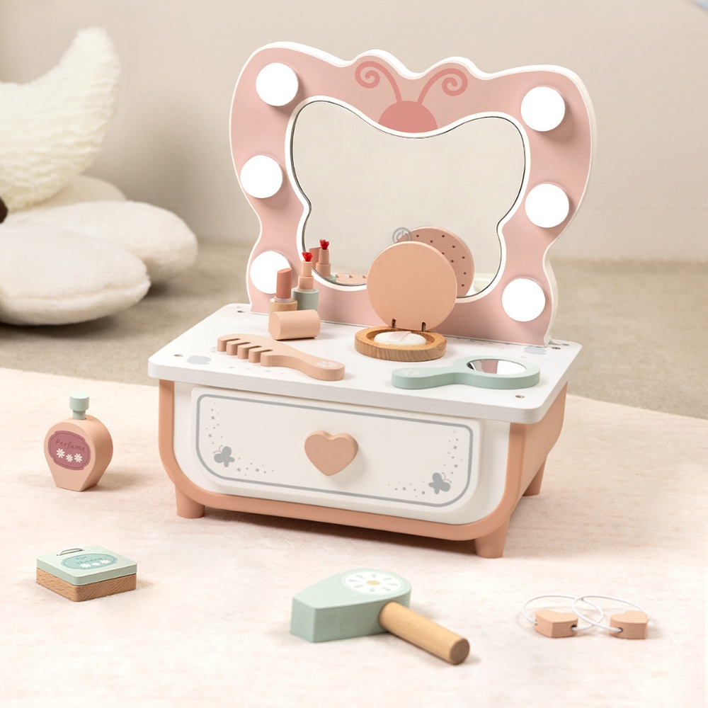 TookyToy - Pretend Play Butterfly Dressing Table Set - 14 Pieces - Image 6
