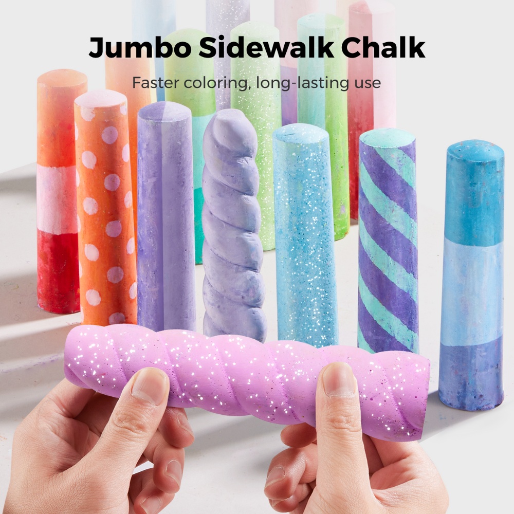 Jar Meló - Sidewalk Giant Chalk with Holders - 36 Rainbow Colours - Image 5