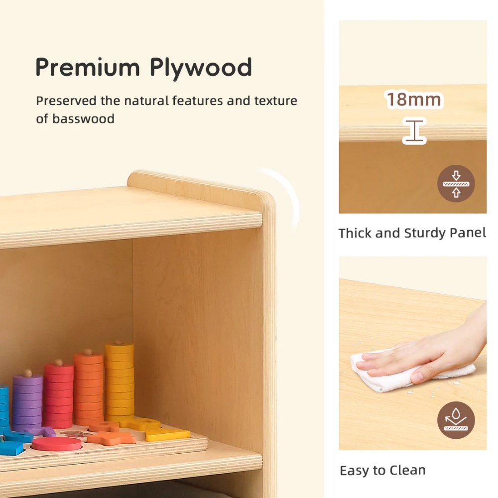 TookyToy - Wooden Shelf and Toy Storage for Kids Room: Plywood 90x113cm - Image 6