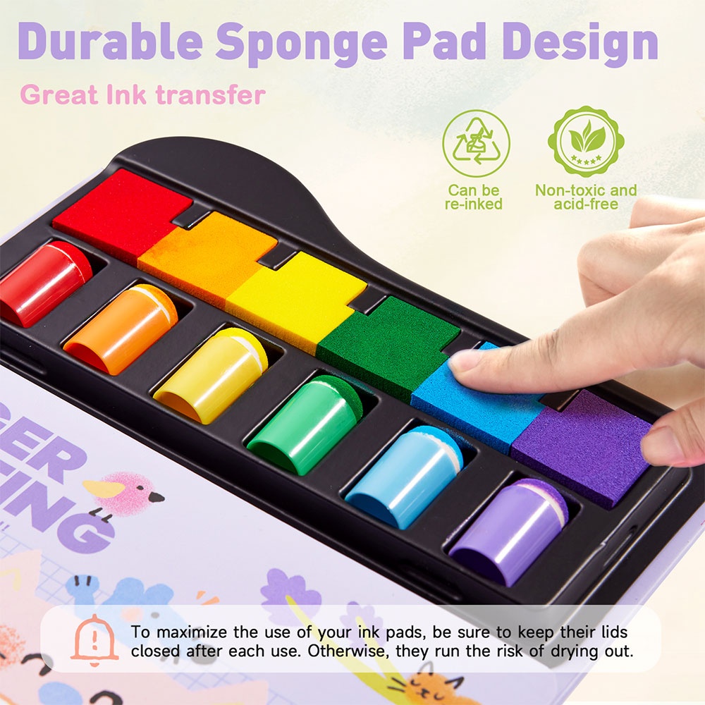 Jar Meló - Finger Paint Stamp Book - Colouring Activity with Paint Pads & 6 Stamps - Image 6