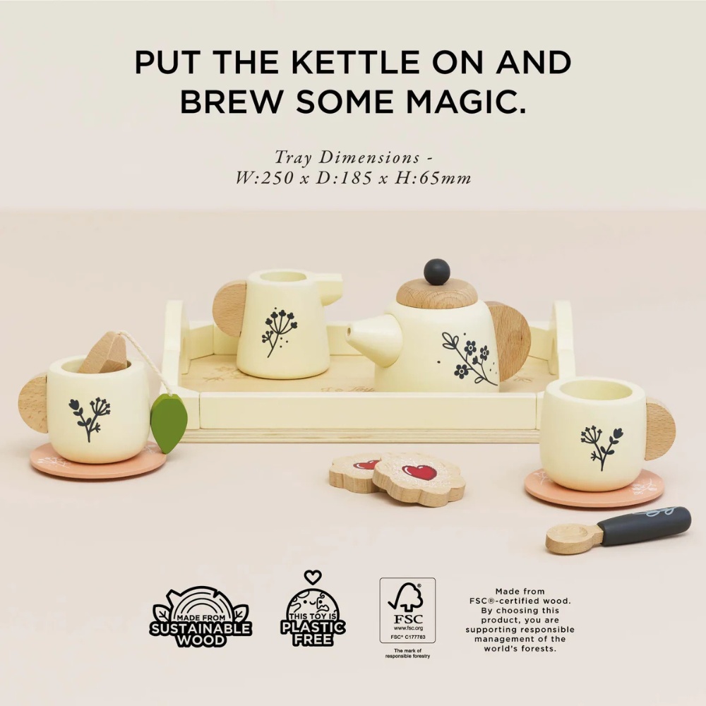 Le Toy Van - Wooden Tea Set & Tray - 12pcs - Image 4