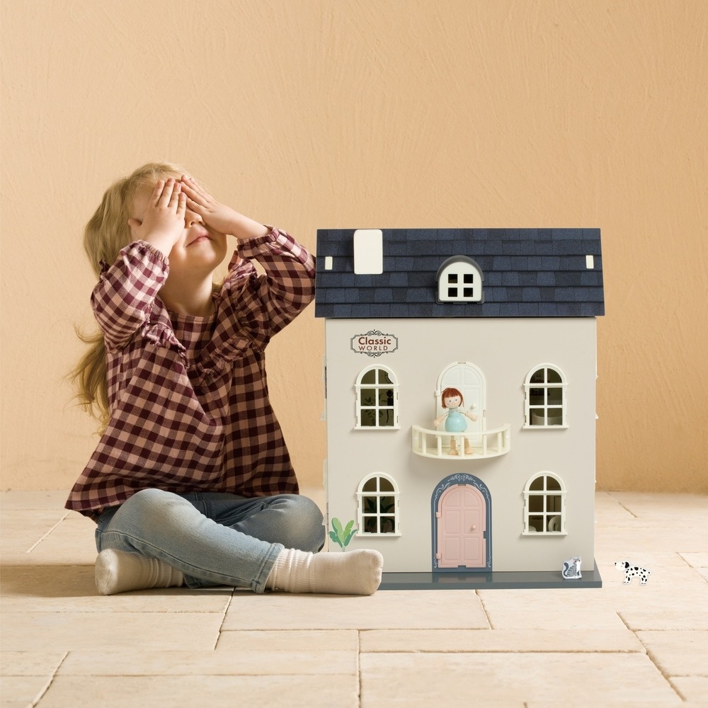 Classic World - Pretend & Play - Vintage Wooden Dollhouse - Image 2
