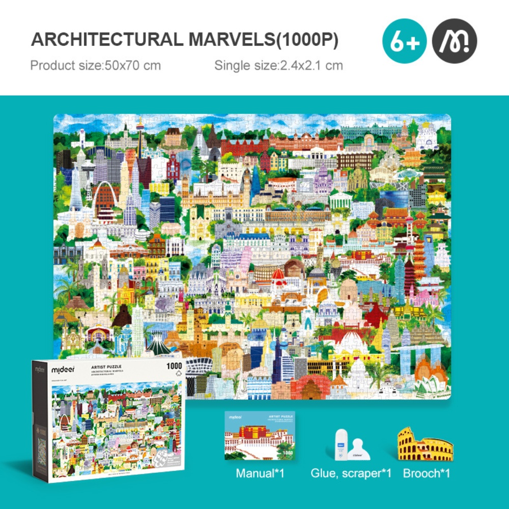 Mideer - Architectural Marvels - 1000 Piece Jigsaw Puzzle in Gift Box - Image 2
