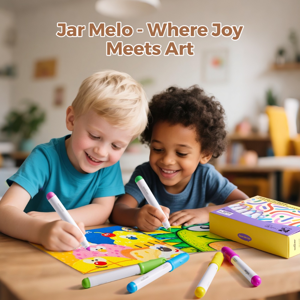 Jar Meló - Washable Markers - 24 Non-Toxic Colours with Conical Tips - Image 8
