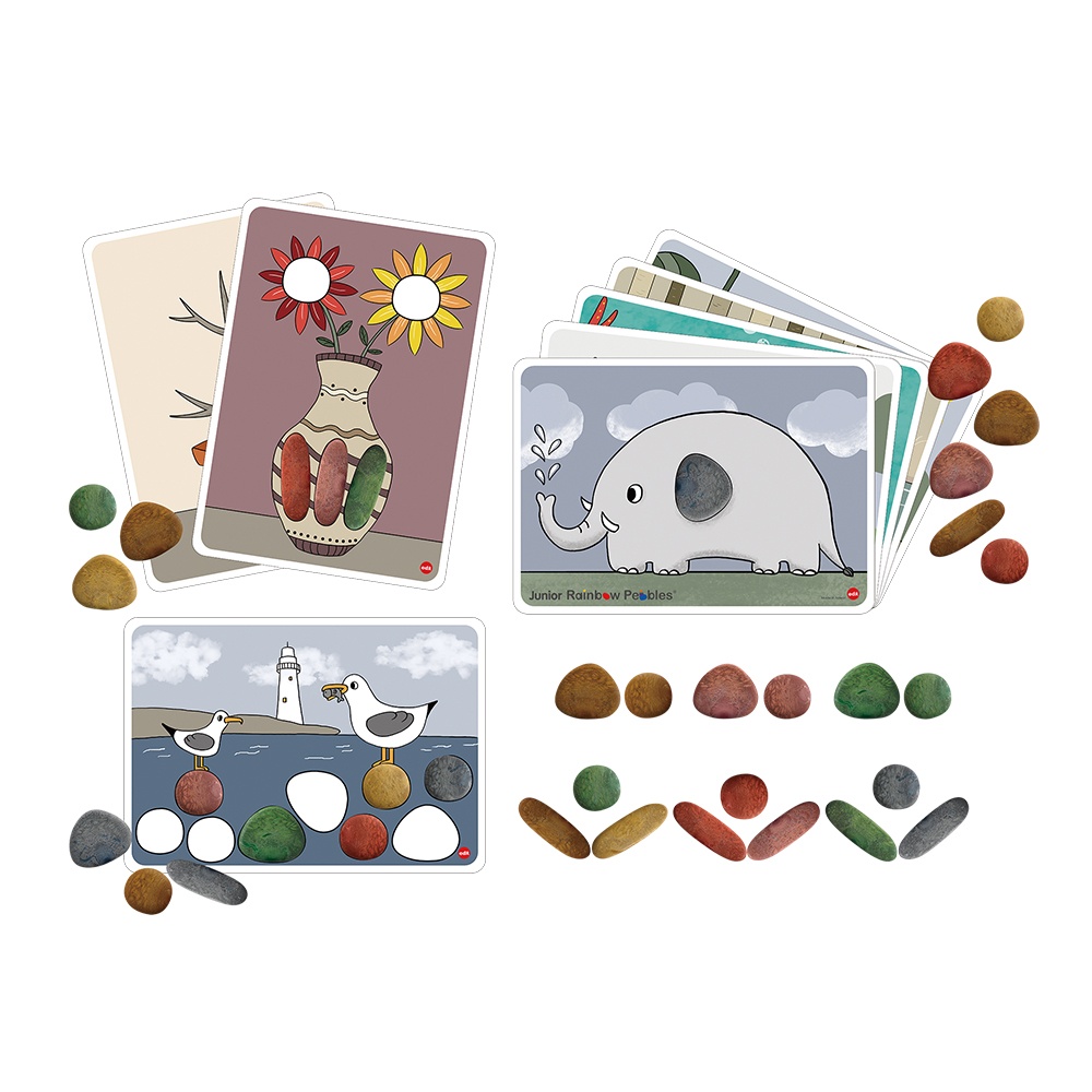 EDX Education - Junior Rainbow Pebbles - Eco Friendly FPC Material - 3 Shapes - 6 Colours - 8 Double-Sided Activity Cards - 36pcs - Image 4