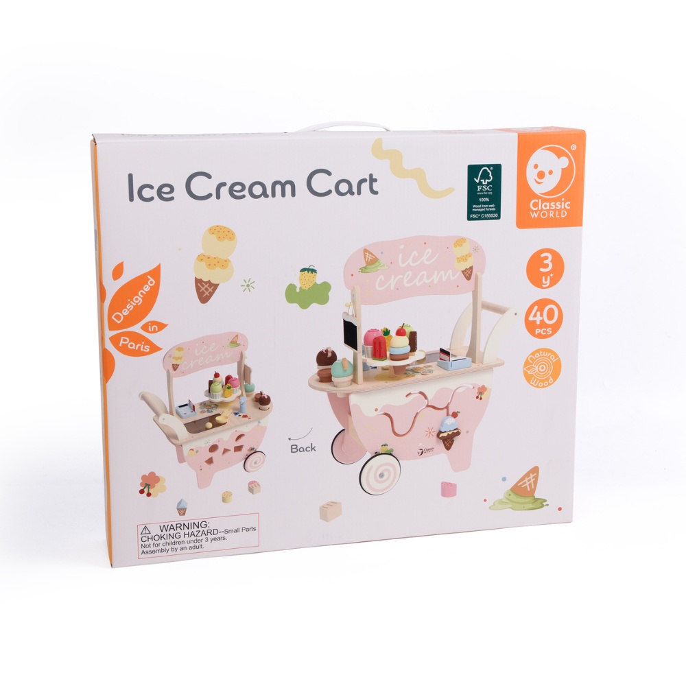 Classic World - Pretend & Play - Wooden Ice Cream Cart - 40pcs - Image 8