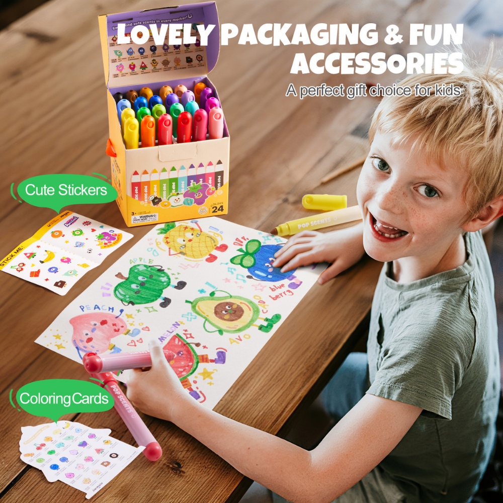 Jar Meló - Scented Markers - 24 Washable Non-Toxic Colours - Image 3