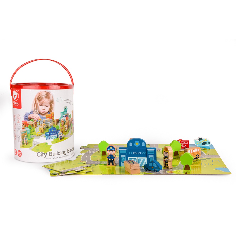 Classic World - Wooden City Building Blocks Set - 120 Pieces - Image 9