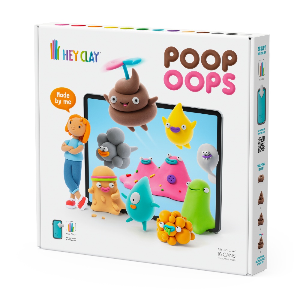 Hey Clay - Modelling Air-Dry Clay with Fun Interactive App - Poop Oops, 16 cans - Image 9