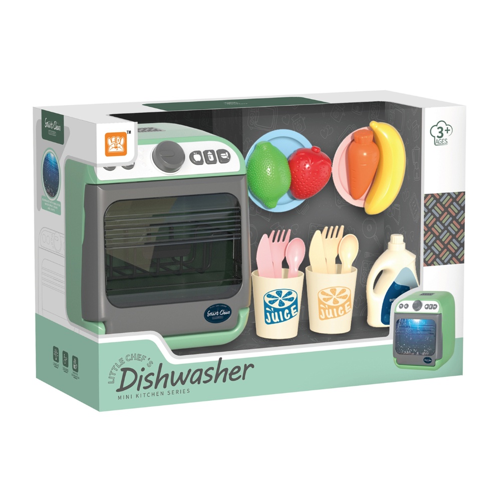 Pretend & Play Dishwasher Set with Sound, Lights & Accessories - Green - Image 5