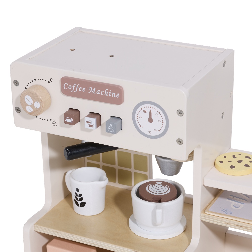 TookyToy - Pretend Play Wooden Cafe Coffe Shop Toy Set - 27 Pieces - Image 5
