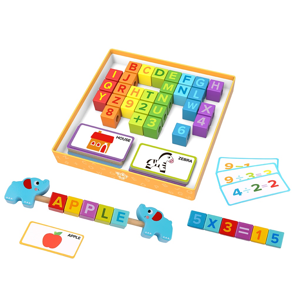 TookyToy - ABC & 123 Learning Wooden Blocks Box - Image 2