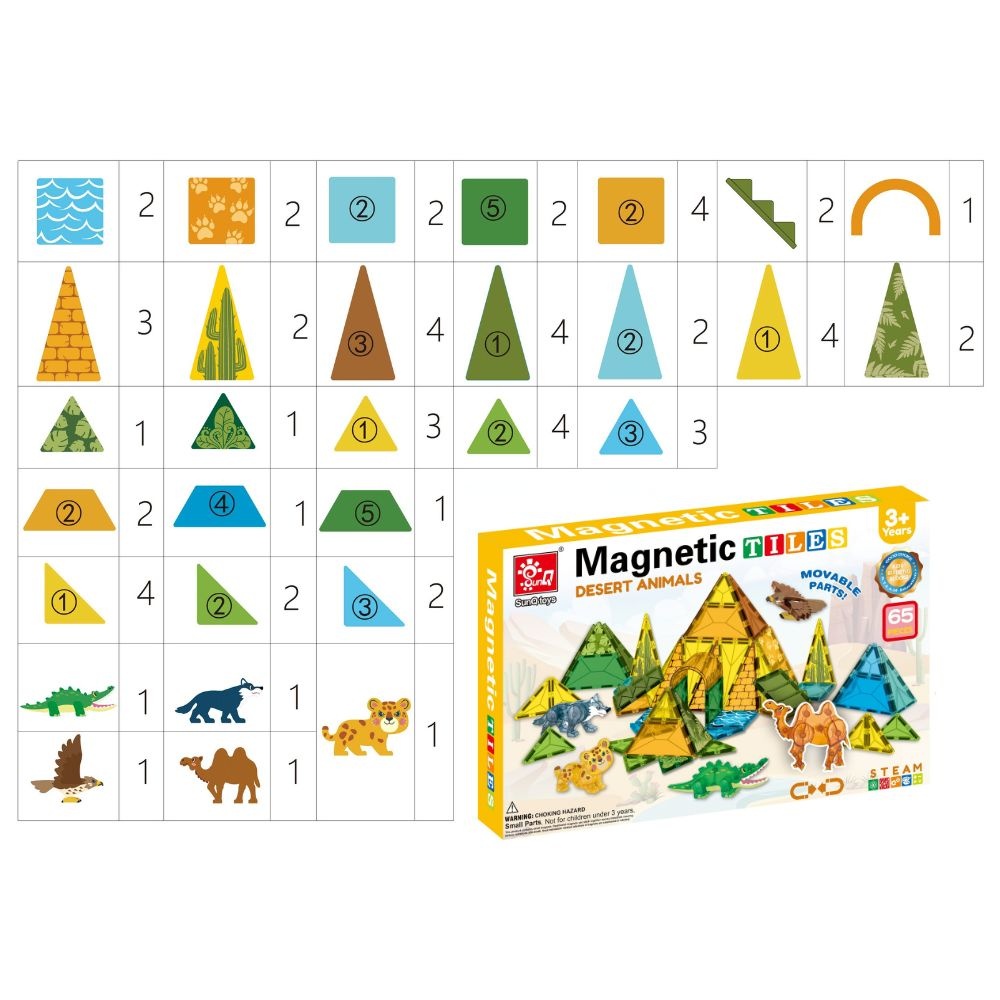Magnetic Tiles - Desert Animals Set - 65 Pieces - Image 3