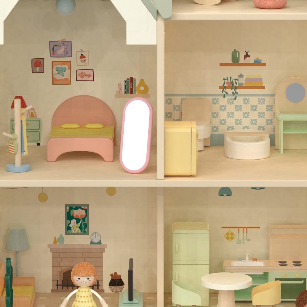 Classic World - Pretend & Play - Cozy Cottage Dollhouse - Image 9