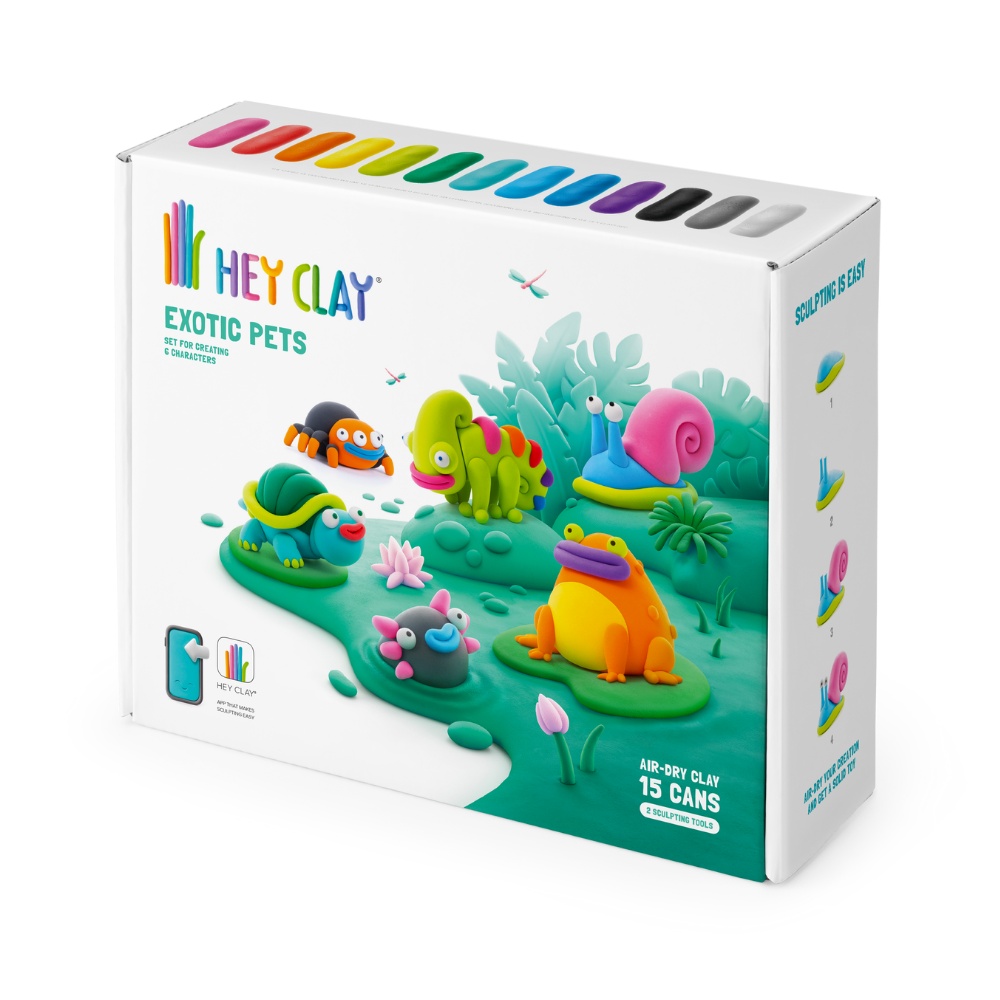 Hey Clay - Modelling Air-Dry Clay with Fun Interactive App - Exotic Pets, 15 cans - Image 8