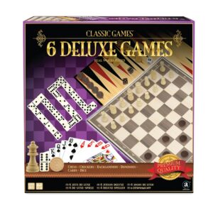 Ambassador - Classic Games - 6-in-1 Deluxe Wooden Games Set