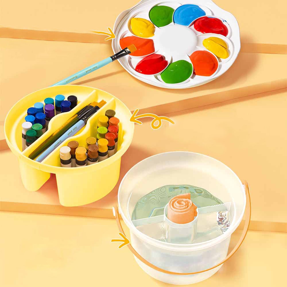 Jar Meló - Portable Gouache Paint Set for Kids - 24 Colours with Brushes & Paper - Image 3