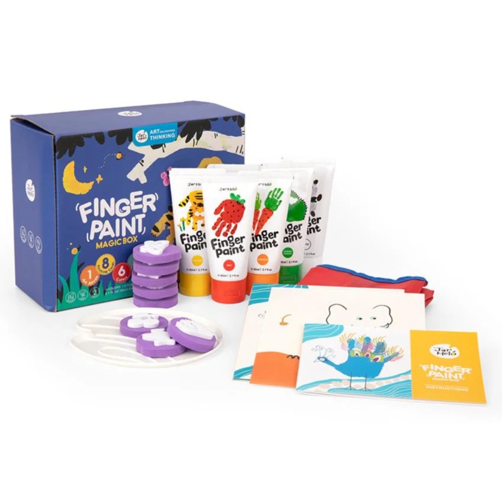 Jar Meló - Children's Finger Paint Kit with Paints, Stamps & Apron - Image 2