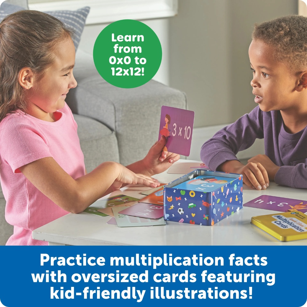 Learning Resources - Jumbo Multiplication Learning Flash Cards in Travel tin - 170 Pieces - Image 2