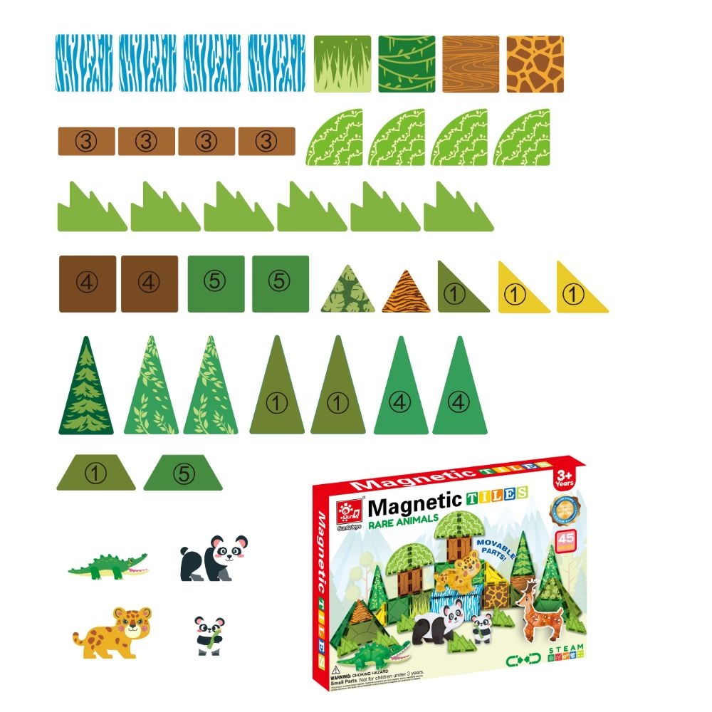 Magnetic Tiles - Wild Animals Set - 45 Pieces - Image 6