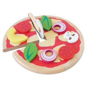Le Toy Van - Wooden Pizza & Toppings with Slice Cutter - 13pcs