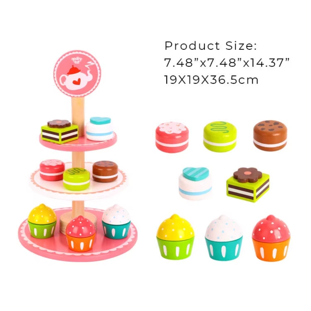 TookyToy - Pretend Play Pink Dessert Stand Toy Set - Image 4