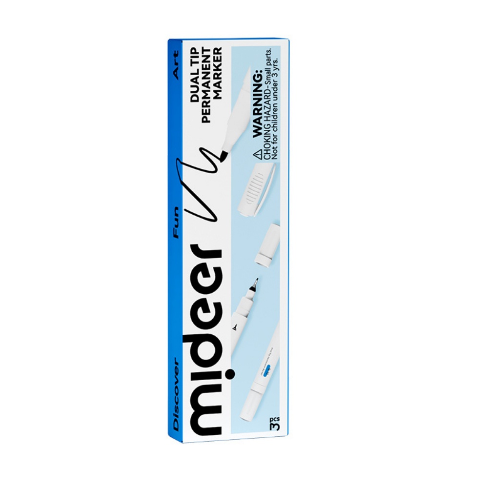 Mideer - Dual-Tip Permanent Markers Fine & Broad Waterproof 3 Pack - Image 5