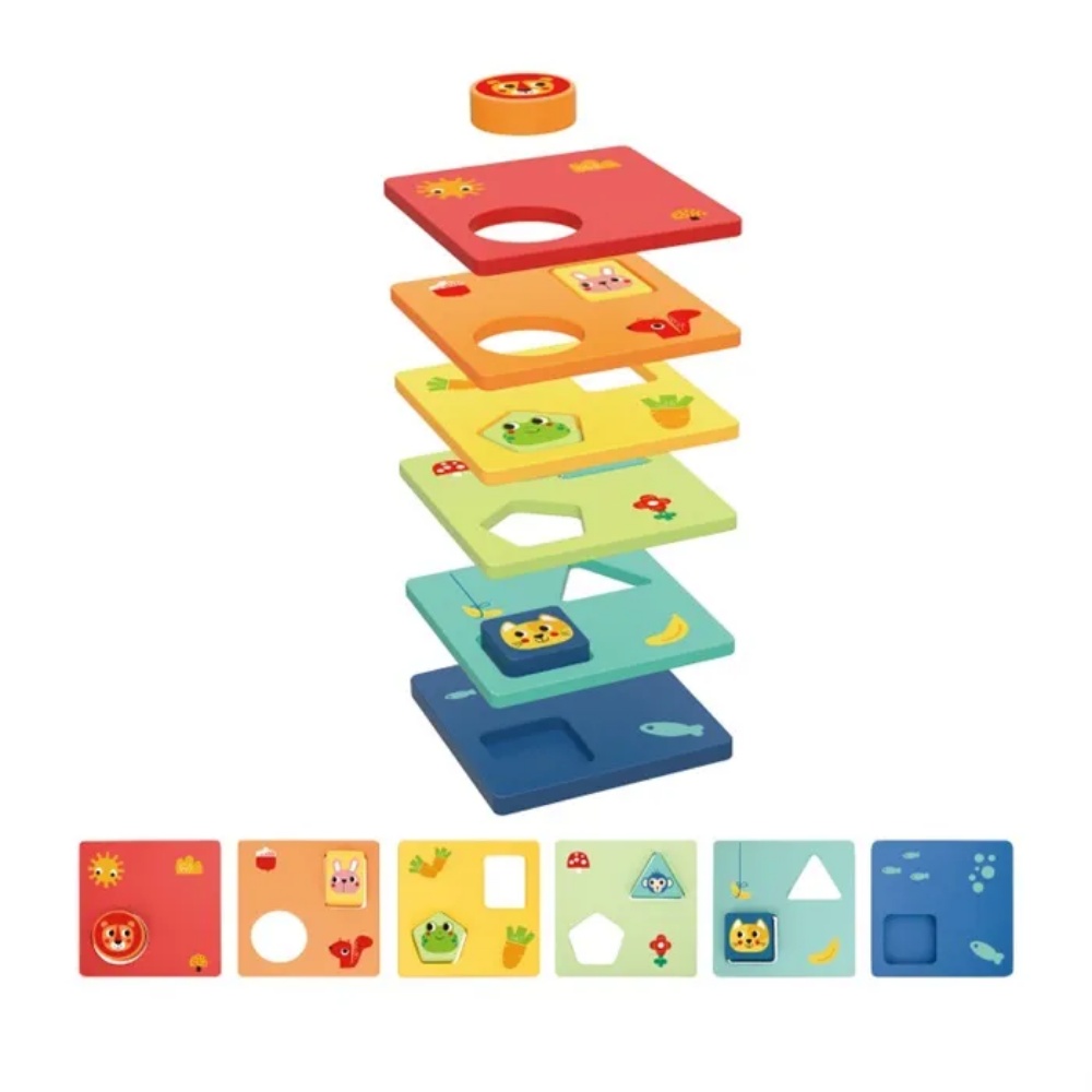 TookyToy - Wooden Shapes & Colours Puzzle