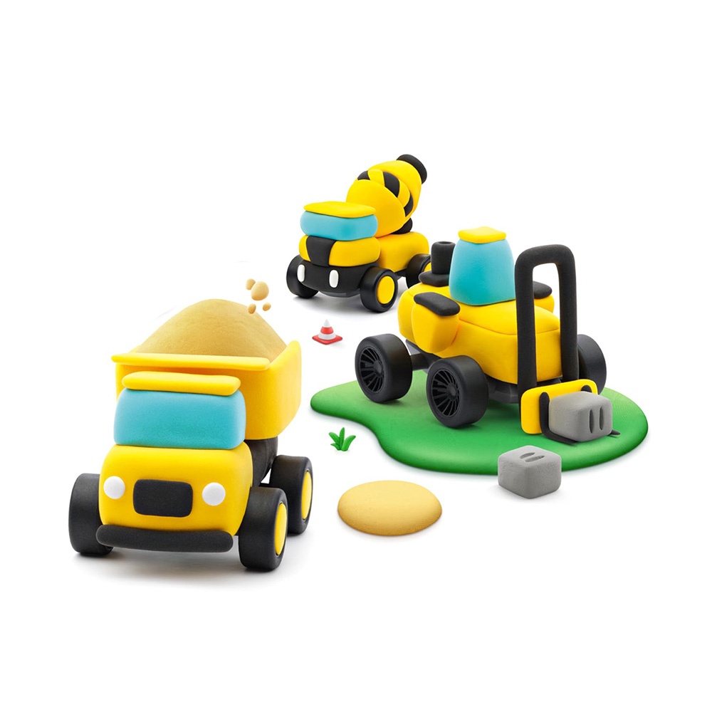 Hey Clay - Modelling Air-Dry Clay with Fun Interactive App - Construction Cars, series Motors, 12 cans - Image 4