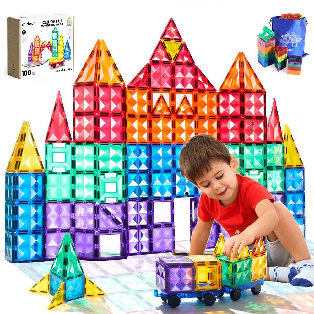 Mideer - Colourful Magnetic Tiles Building Set - 100pcs - Image 4