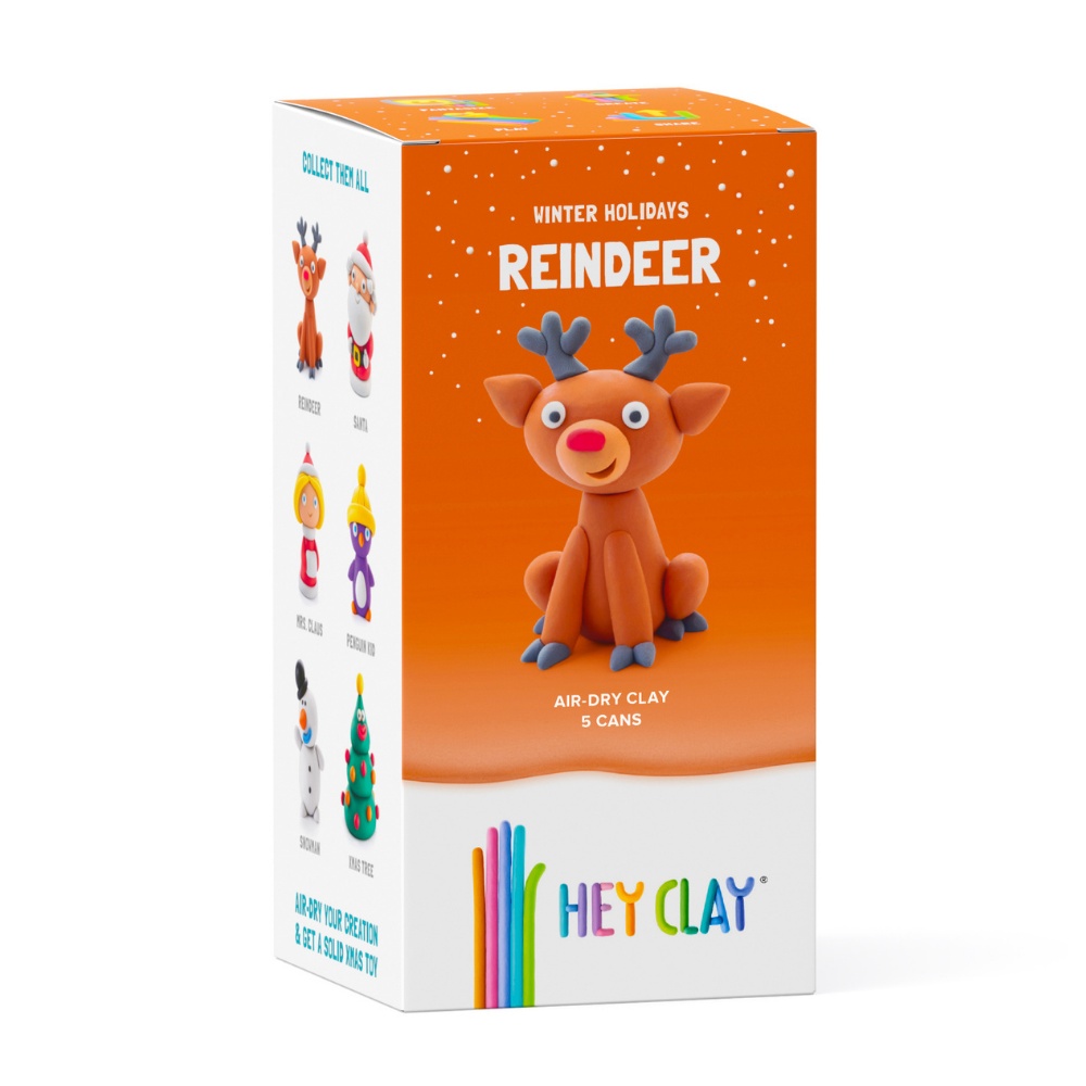 Hey Clay - Modelling Air-Dry Clay with Fun Interactive App - Reindeer, Christmas Series, 5 cans - Image 6