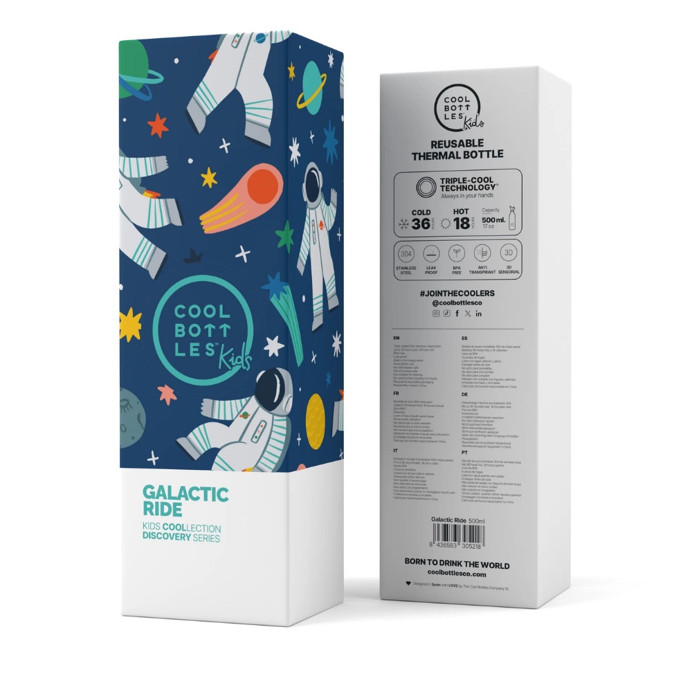 Cool Bottles - Kids Triple-Insulated Water Bottle - Galactic Ride 500ml - Image 5