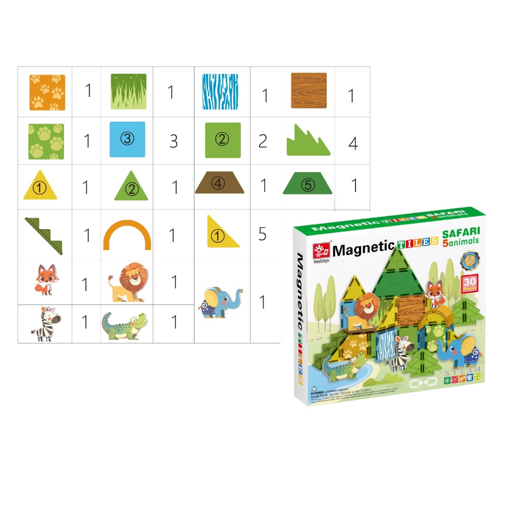 Magnetic Tiles - Wild Animal Set - 30 Pieces - Image 3