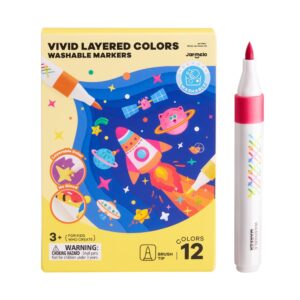 Jar Meló - Fine Tip Washable Markers - 12 Vivid Colours