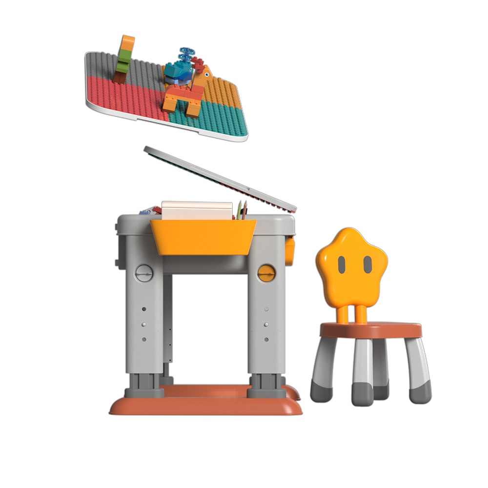Feelo - 3-in-1 Multi-Functional Building Block Table & Chair (Adjustable) - 55 Pieces-** - Image 3