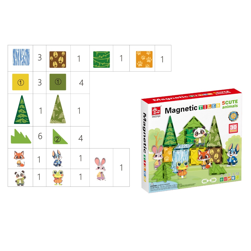 Magnetic Tiles - Cute Animals Set - 30 Pieces - Image 3