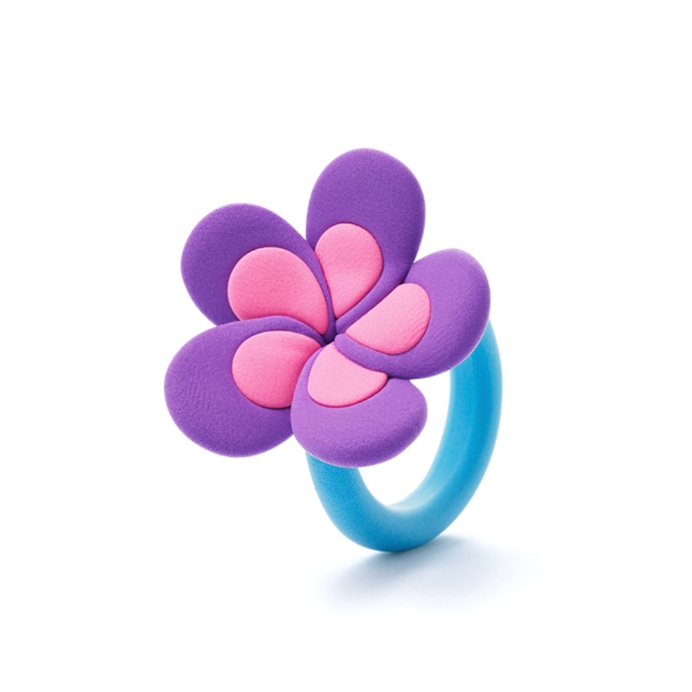 Hey Clay - Modelling Air-Dry Clay with Fun Interactive App - Flower Rings, series Bijou, 3 cans - Image 2